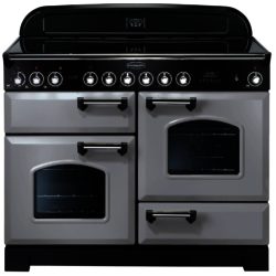 Rangemaster Classic Deluxe 110cm Electric Ceramic 100660 Range Cooker in Royal Pearl with Chrome Trim and Ceramic Hob
